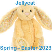 Jellycat Spring and Autumn 2023 new soft toy Designs including Cluny Cockerel, Bonnie Bunnies, Finnegan Frog + more Bashful Bunnies and Yummies all coming with UK Tracked delivery