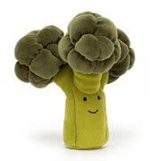 Jellycat Vivacious Vegetable plush toys including Aubergine, Carrot, Leek, Pumpkin, Mushroom, Radish, Aubergine and Broccoli with UK tracked delivery.