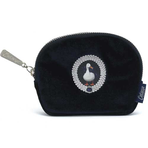 Duck on Navy Velour Zip Purse