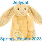 Jellycat Spring and Easter 2023 new soft toy designs including Cluny Cockerel, Bonnie Bunnies, Finnegan Frog plus more Bashful Bunnies and Yummies all coming with UK Tracked delivery.
