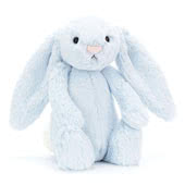 Baby Jellycat Bashful Blue Bunny Musical Pulls, Soothers, Comforters, Soft Toys, Ring Rattles and Blankies.