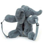 Jellycat backpacks including Huggady Elephant, Dog, Dino and Hippo