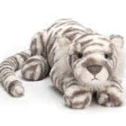 Jellycat Sacha Snow Tiger soft toy available in two sizes, really big and large, coming with free UK tracked delivery.