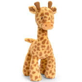 Keel Toys launched Keeleco in 2020, a 100% recycled range including these giraffe soft toys and baby stick rattle, ring rattle and blanket.