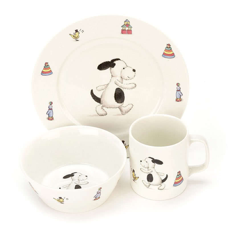 Bashful Puppy Bowl Cup Plate Set