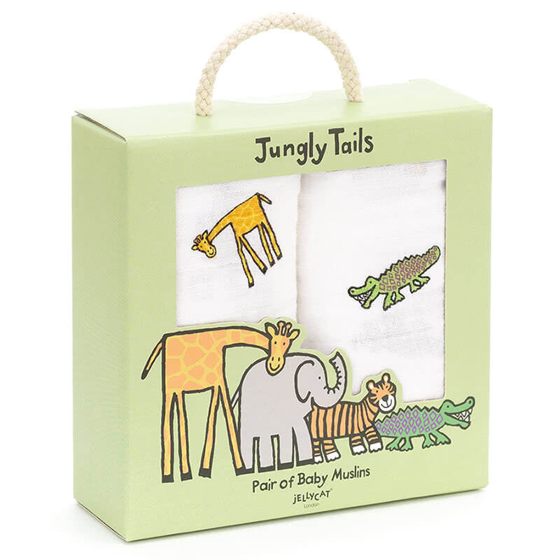 Jellycat Jungly Tails Pair Of Muslins