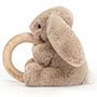 Jellycat Bashful Beige Bunny Wooden Ring Toy Side