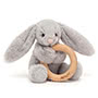 Jellycat Bashful Silver Bunny Wooden Ring 