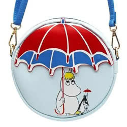 Moomin products including Mini Round Shoulder Bags.
