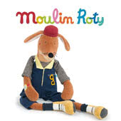 Moulin Roty Les Broc et Rolls is a premiere soft toy range, based on the energy of a rock and roll band. Julie Daleyden has designed stylish and appealing characters with long arms and legs that can sit in all sorts of positions using gorgeous textures and colours.