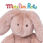 This is Moulin Roty's 'Arthur et Louison' the latest design in their soft toys range, it is made up of super soft, plush Rabbits and Bears in cream, pink and grey.