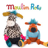 Moulin Roty Les Schmouks include Pidou, Mouni, Chacha & Choukette soft toys with prices from £29.95 all available for UK & International delivery.
