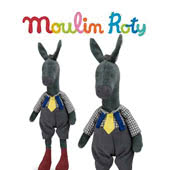 Moulin Roty Pomme des Bois (Forest Apple) is another premiere soft toy and baby range. Pomme des Bois designs centre upon squirrel, donkey and duck characters coming as dolls, rattles and comforters..
