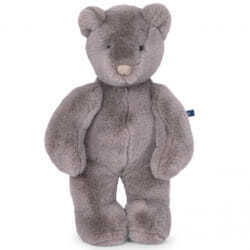 Introducing Moulin Roty Arthur et Louison Grey Bear. This super soft, cuddly teddy bear comes with fluffy pebble grey fur, little perky ears, black glossy eyes, tiny velvet grey nose, bobtail and well proportioned arms and legs. The attention to detail is