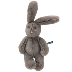 Moulin Roty Arthur et Louison Grey Rabbit Small. This super soft, little bunny comes with fluffy grey fur, long ears, black glossy eyes, delicate velvet matching nose and fluffy bobtail, this is a really well filled plush rabbit.