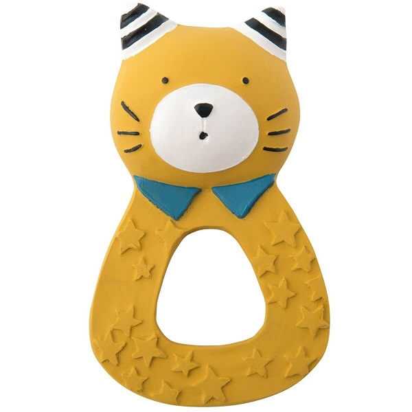Moulin RotyLes Moustaches Yellow Cat Teething Ring