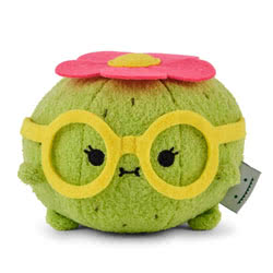 Noodoll Ricepipa Glasses Cactus Mini Plush Toy. This mini cactus Ricemonster has a bright green body, yellow glasses and a beautiful red flower on top of it's head.