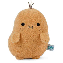 Noodoll Ricespud Plush Toy. Coming with a super soft, sandy coloured body, jet black eyes, three little hair tufts and the cutest little arms and legs.