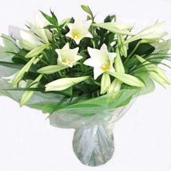 Nottingham Flowers White Lily Floral Hand-tied