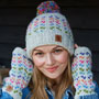 Pachamama Knitwear Andorra Oatmeal Bobble Beanie Hat together
