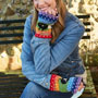 Pachamama Knitwear Black Sheep Handwarmer Rainbow wearing