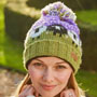 Pachamama Knitwear Black Sheep Roll Back Bobble Beanie Purple front