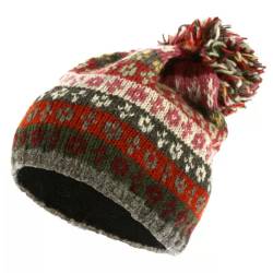 Pachamama Bloomsbury Bobble Beanie Warm, handknitted using 100% wool with a fleece lining around the forehead for extra comfort and warmth.