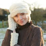 Pachamama Knitwear Chamonix Fur Headband - Cream wearing