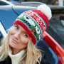 Pachamama Christmas Sheep Bobble Beanie tilted