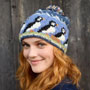 Pachamama Knitwear Circus of Puffins Bobble Beanie left side