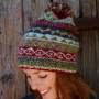 Classic Fairisle Bobble Beanie Rust Small Image