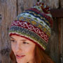 Pachamama Knitwear Classic Fairisle Bobble Beanie Rust side