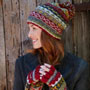 Pachamama Knitwear Classic Fairisle Bobble Beanie Rust together