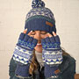 Pachamama Classic Fairisle Glove Mitts Denim front