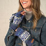 Pachamama Classic Fairisle Glove Mitts Denim wearing