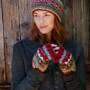 Pachamama Classic Fairisle Glove Mitts Rust Wearing