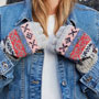 Pachamama Knitwear Classic Fairisle Oatmeal Glove Mitts front view