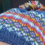 Pachamama Knitwear Clifden Denim Fine Knit Bobble Beanie close