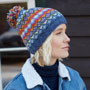 Pachamama Knitwear Clifden Denim Fine Knit Bobble Beanie side