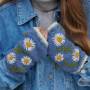Pachamama Knitwear Daisy Chain Handwarmer Jacaranda wearing
