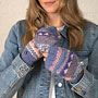 Pachamama Knitwear Fairisle Glove Mitt Jacaranda coconut button