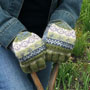 Pachamama Classic Fairisle Glove Mitts Olive front