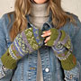Pachamama Classic Fairisle Glove Mitts Olive on