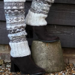 Pachamama Fairisle Legwarmers Natural. Featuring the popular Fairisle design. These legwarmers will keep you cosy whilst out and about on long, cold walks. They are  hand knitted in soft fluffy yarn by local villagers in Nepal, using local wools and natur