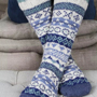 Pachamama Knitwear Classic Fairisle Long Socks Denim front view