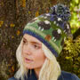 Pachamama Knitwear Flock of Herdwick Sheep Bobble Beanie Hat On