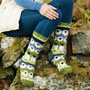Pachamama Knitwear Flock of Sheep Long Socks outside