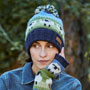 Pachamama Knitwear Flock of Sheep Roll Back Bobble Beanie Hat front