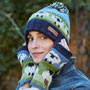 Pachamama Knitwear Flock of Sheep Roll Back Bobble Beanie Hat together