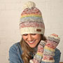 Pachamama Knitwear Langtang Bobble Beanie Multi Hat front view